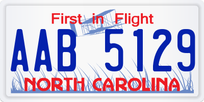 NC license plate AAB5129