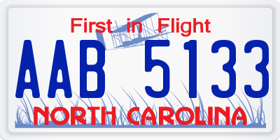 NC license plate AAB5133