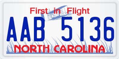 NC license plate AAB5136