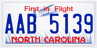 NC license plate AAB5139