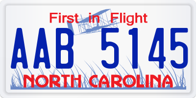 NC license plate AAB5145