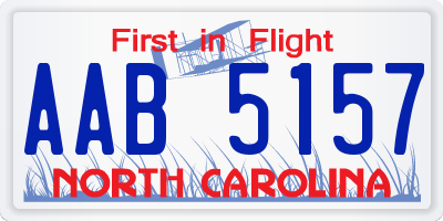 NC license plate AAB5157