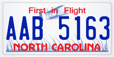 NC license plate AAB5163