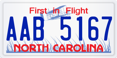 NC license plate AAB5167