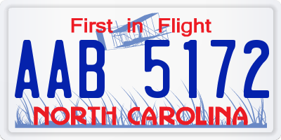 NC license plate AAB5172