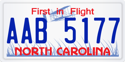 NC license plate AAB5177