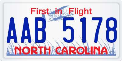 NC license plate AAB5178