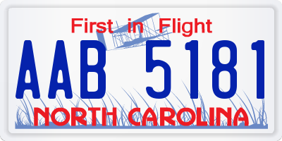 NC license plate AAB5181