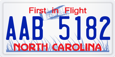 NC license plate AAB5182