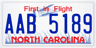 NC license plate AAB5189