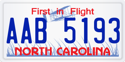 NC license plate AAB5193