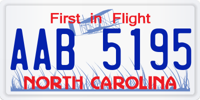 NC license plate AAB5195
