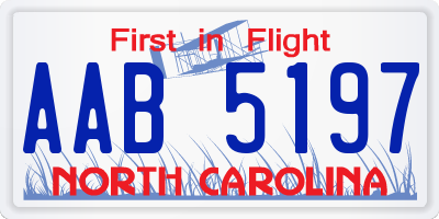 NC license plate AAB5197