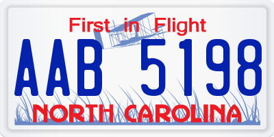 NC license plate AAB5198