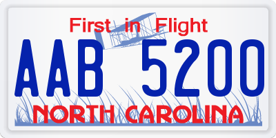 NC license plate AAB5200