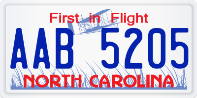 NC license plate AAB5205