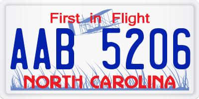 NC license plate AAB5206