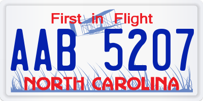 NC license plate AAB5207