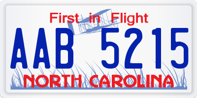 NC license plate AAB5215