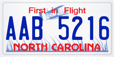 NC license plate AAB5216
