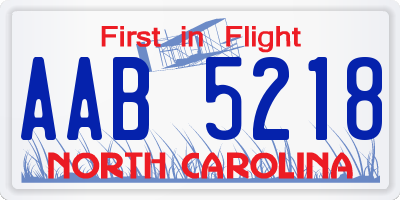 NC license plate AAB5218