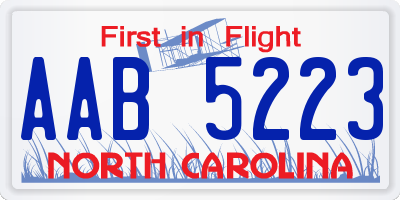 NC license plate AAB5223