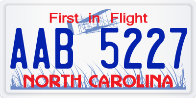 NC license plate AAB5227