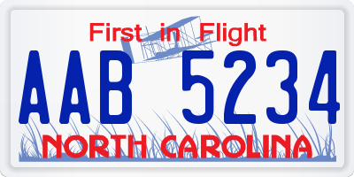 NC license plate AAB5234