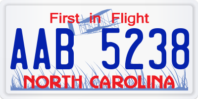 NC license plate AAB5238