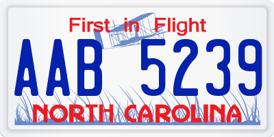 NC license plate AAB5239