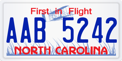 NC license plate AAB5242