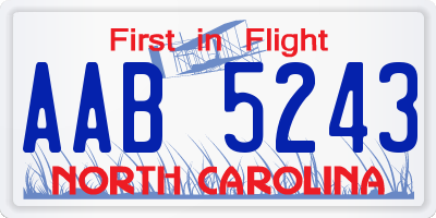 NC license plate AAB5243