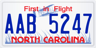 NC license plate AAB5247