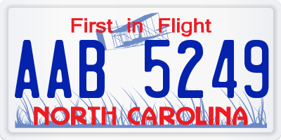 NC license plate AAB5249