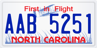 NC license plate AAB5251