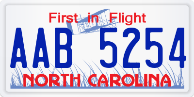 NC license plate AAB5254