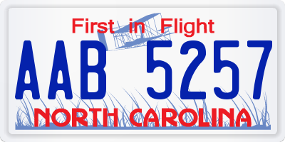 NC license plate AAB5257