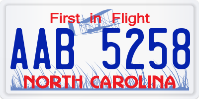 NC license plate AAB5258