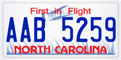 NC license plate AAB5259