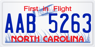 NC license plate AAB5263
