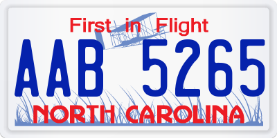 NC license plate AAB5265