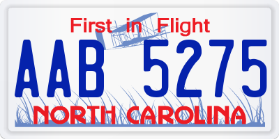 NC license plate AAB5275