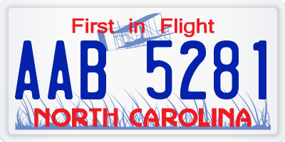 NC license plate AAB5281