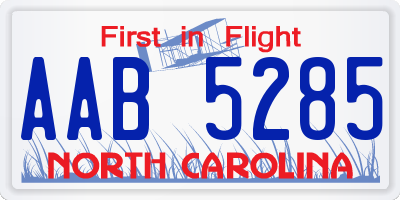 NC license plate AAB5285