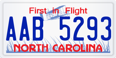 NC license plate AAB5293