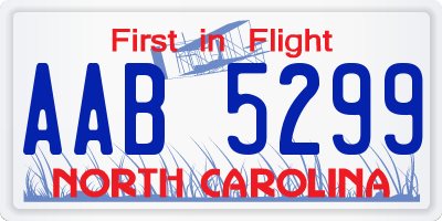 NC license plate AAB5299