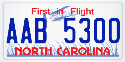 NC license plate AAB5300