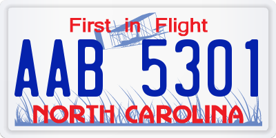 NC license plate AAB5301