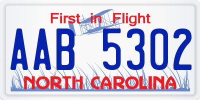 NC license plate AAB5302