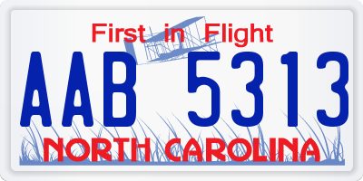 NC license plate AAB5313